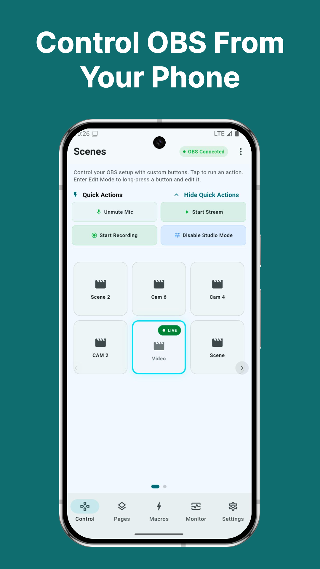 DeckPilot — OBS scene and source control panel